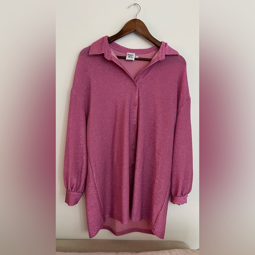 Princess Polly Pink Sparkly Shirt Dress
